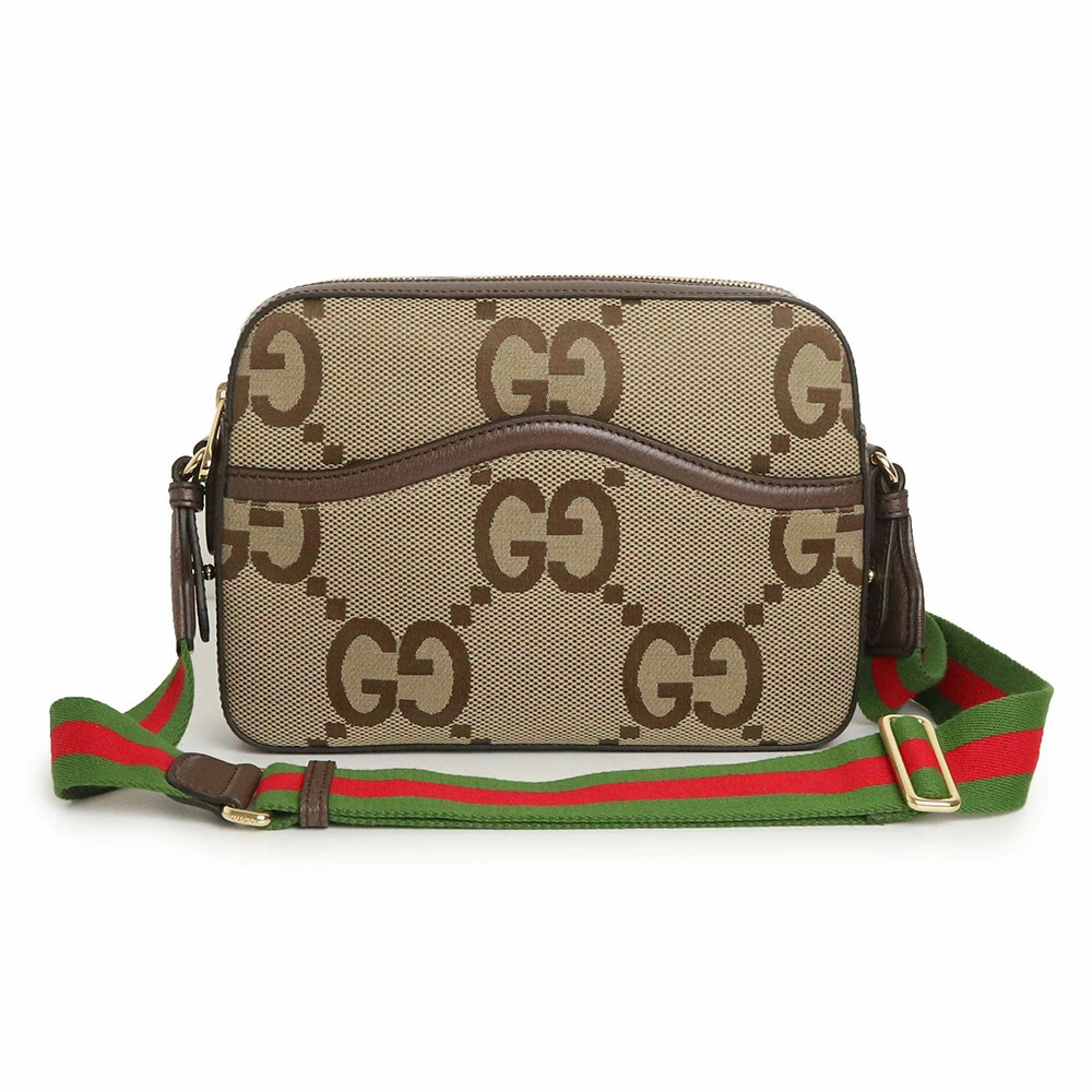 Gucci Jumbo GG Shoulder Messenger Bag Crossbody Camel Tan Brown Beige Ebony
